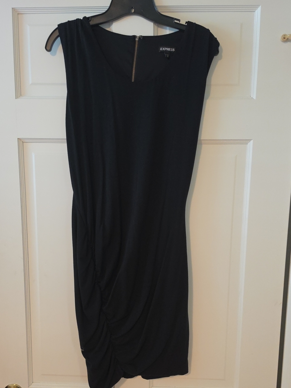 Express Black Ruched Midi Sheath Dress